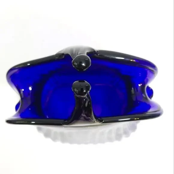 Cobalt art glass gold specks heavy unusual vase